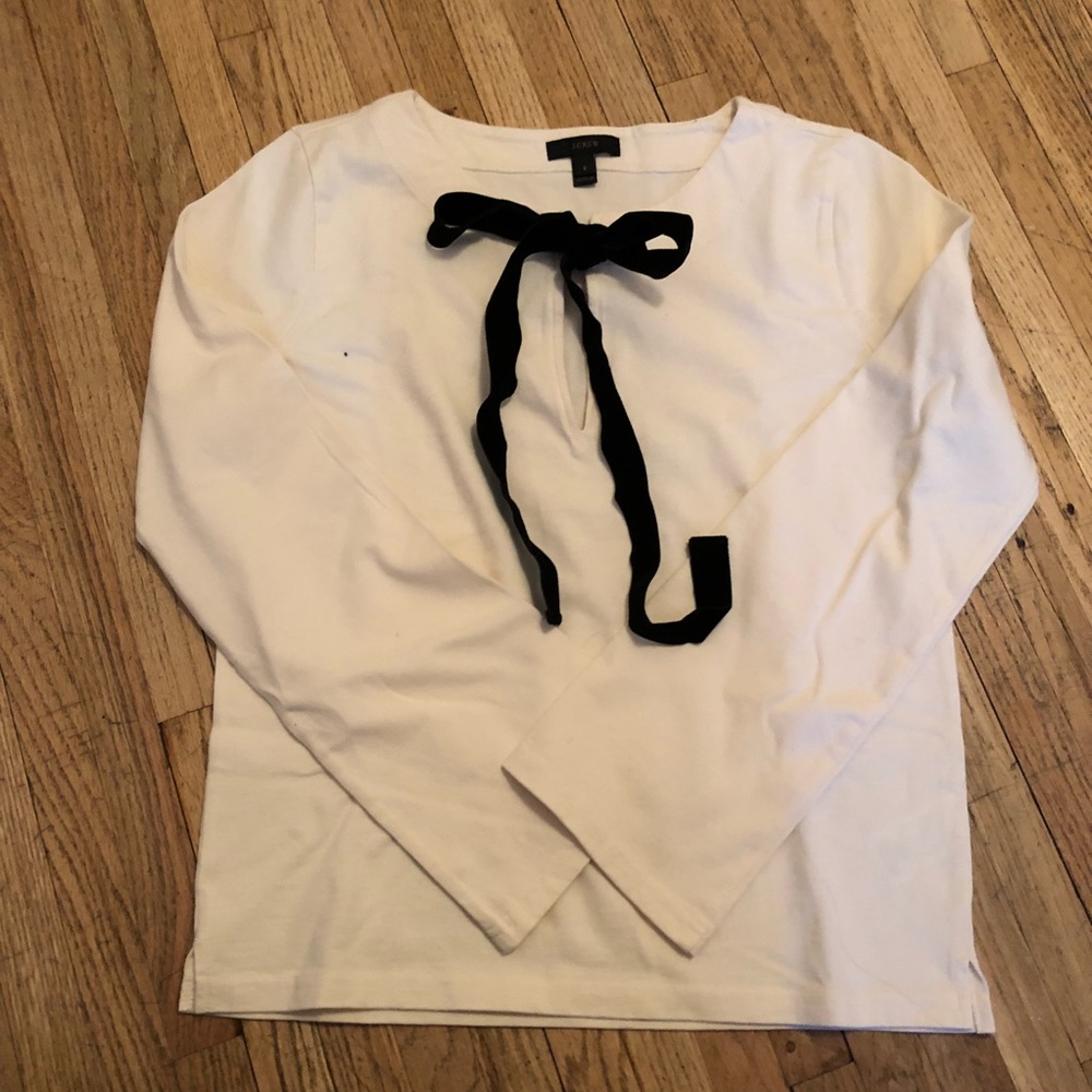 Jcrew White cotton Velvet ribbon shirts